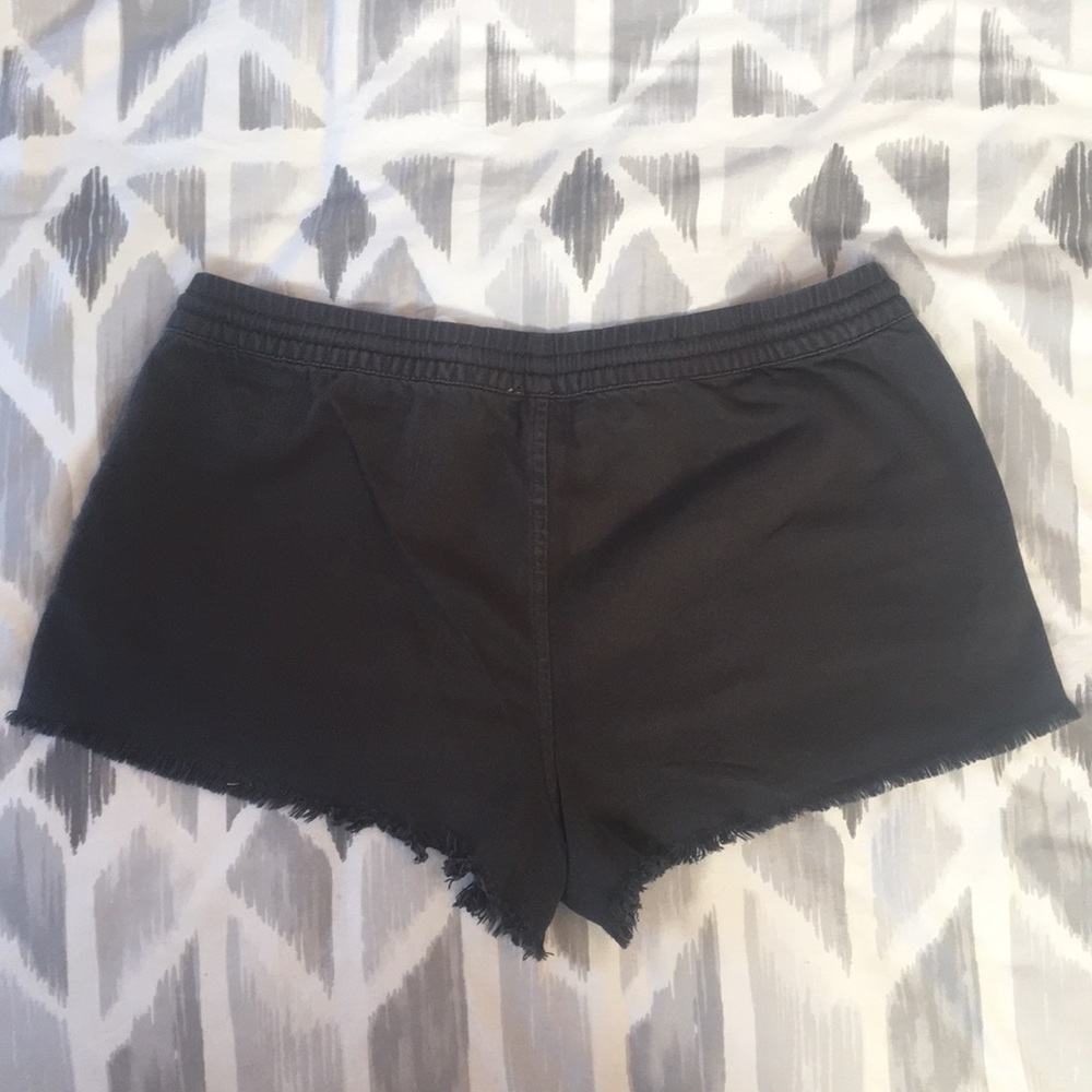aerie Soft Fringe Shorts in Black Denim - Picture 3 of 3
